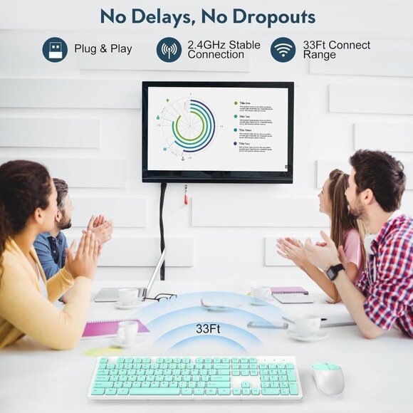 Wireless Full Size Keyboard & Mouse Set Ergonomic Design 2.4GHz Connection - Picture 14 of 15